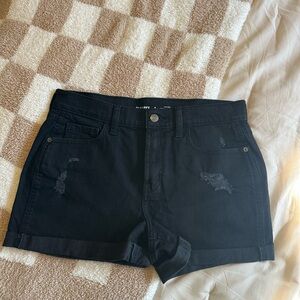Black Distressed Jean Shorts